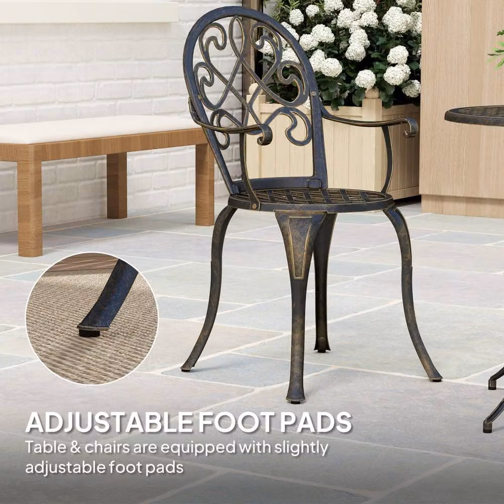 Wyld Haus Ziraro 3 Piece Garden Bistro Set in Bronze Tone Metal – 6