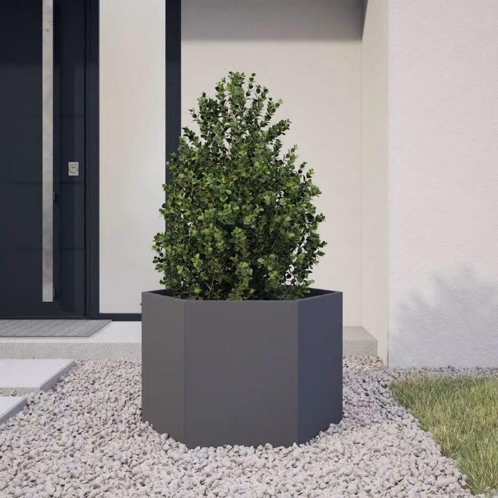 Berkfield Home Anthracite Hexagon Steel Garden Planter, W: 69 cm, D: 60 cm, H: 45 cm – 2