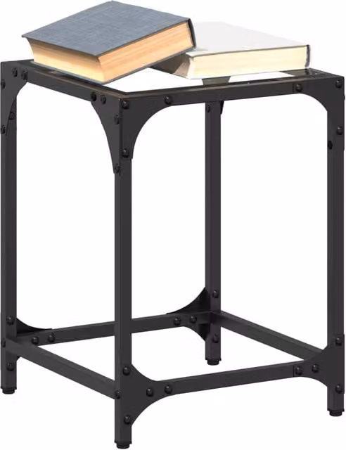 Berkfield Home Modern Square Coffee Table with Transparent Glass Top and Brown Steel Frame, W/D/H: 30 x 30 x 40 cm