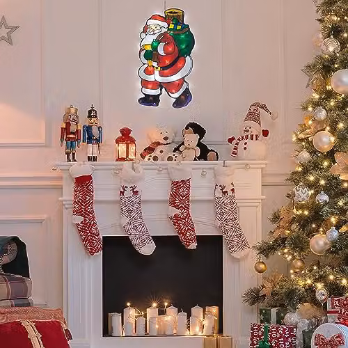 The Christmas Workshop 70370 LED Santa Claus Metallic Silhouette Window Light in White and Multicolour, W 52 cm x H 29 cm – 5