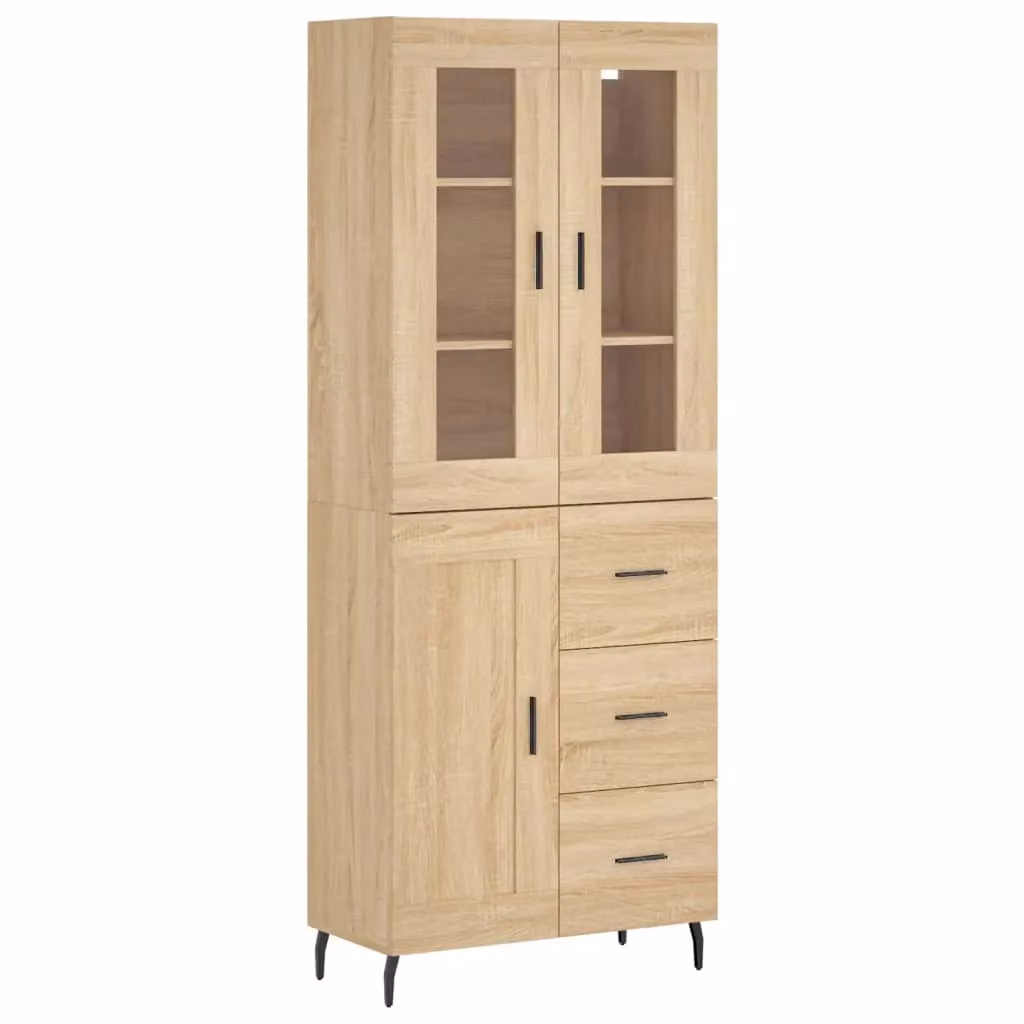 Berkfield Home Sonoma Oak Highboard in Brown, W/D/H: 69.5 x 34 x 180 cm – 2