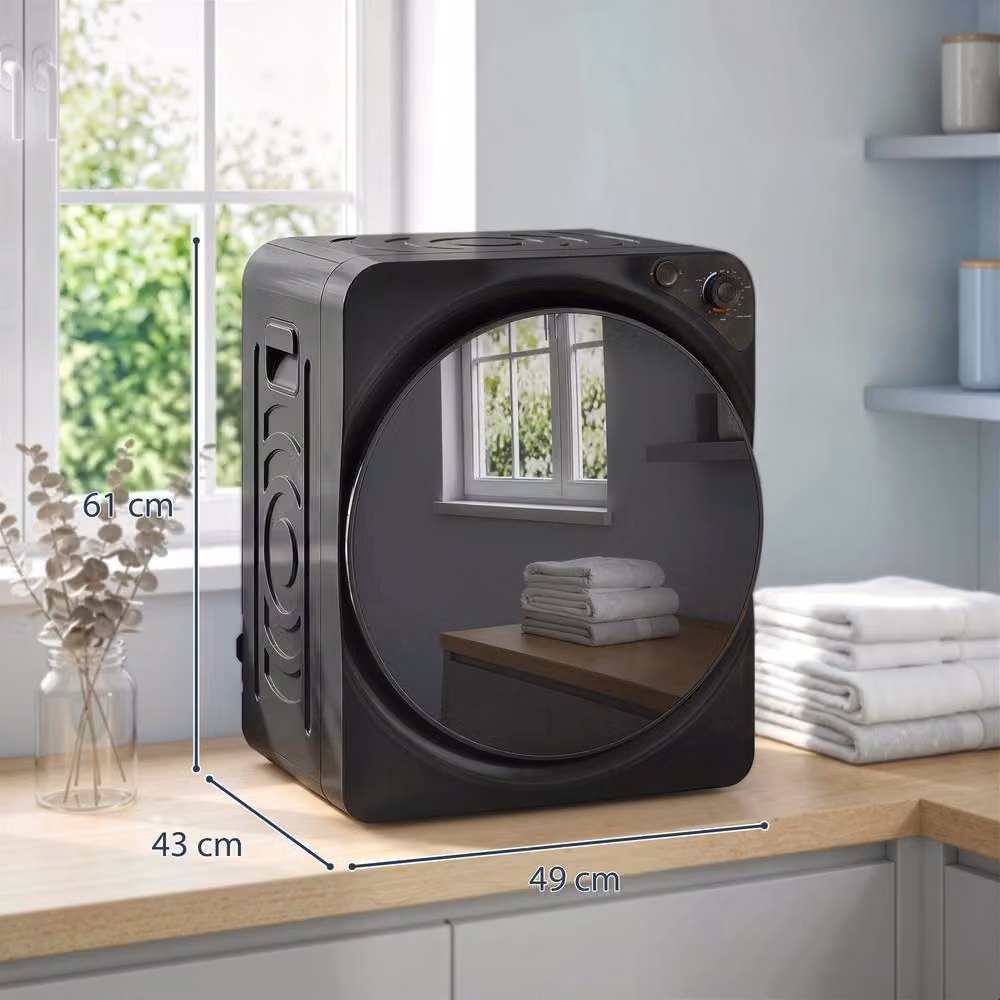 HOMCOM 5kg Vented Compact Tumble Dryer in Black – 3