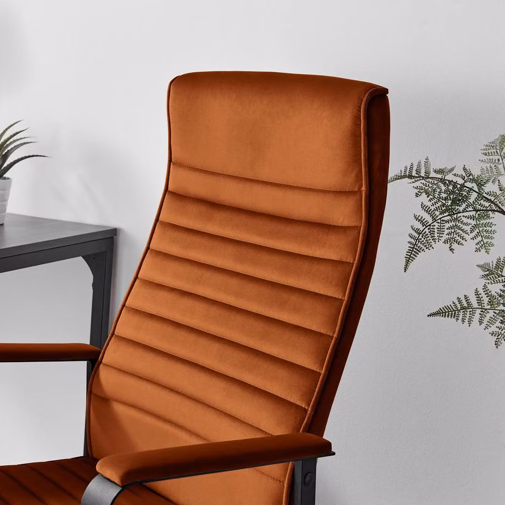 FurnitureboxUK Centro Orange Velvet Reclining Office Task Chair – 2