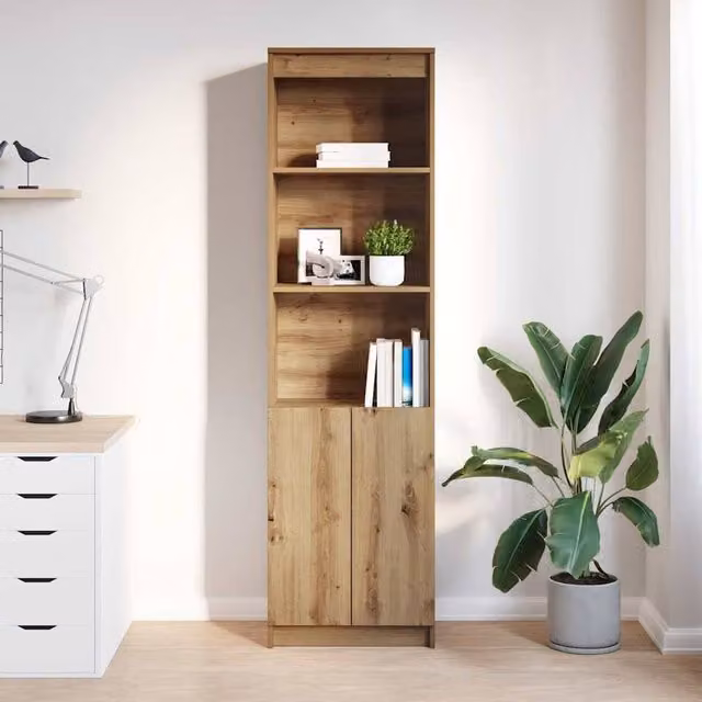 Berkfield Home Artisan Oak Highboard in Brown, W/D/H: 50 x 35 x 180 cm – 1