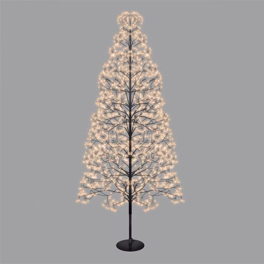 Pegdev Pre Lit Christmas Tree with Copper Gold Micro LEDs and Timer, Black Frame, Height: 210 cm – 2