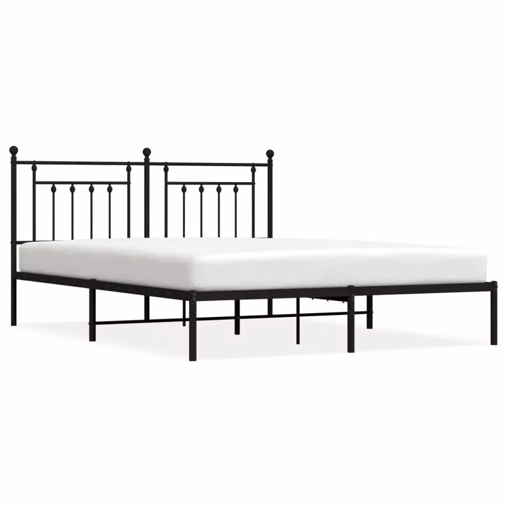 Berkfield Home Metal Bed Frame with Headboard in Black W/D/H: 183 x 213 cm – 2