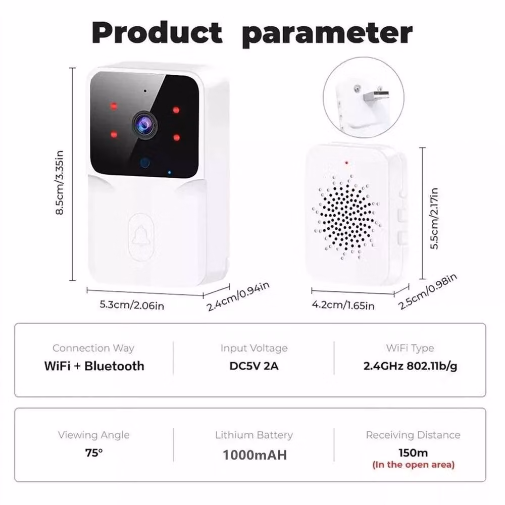 FLAVORA WiFi Wireless Video Doorbell Security Camera Intercom, White – 2
