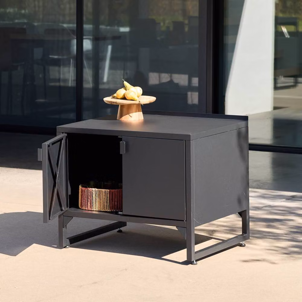 sweeek Black Stainless Steel Outdoor Kitchen Storage Module with 2 Doors, W: 80 cm, D: 60 cm, H: 95 cm – 3