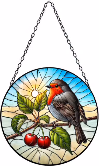 Betley Butterfly Multicolour Stained Glass and Metal Geometric Bird Suncatcher