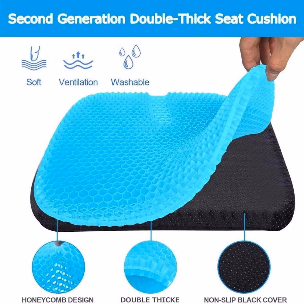 PAWNORA Large Blue Gel Seat Cushion with Removable Washable Cover – 3