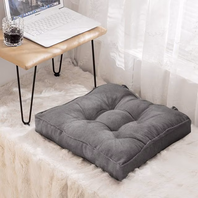 Komore Square Velvet Seat Cushion - Grey