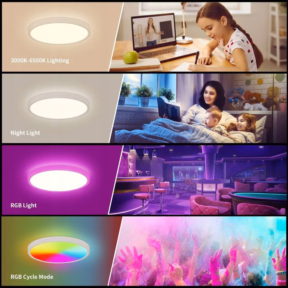 COMELY Round LED Ceiling Light, 24W Dimmable RGBW Colour Changing Light in White – 2