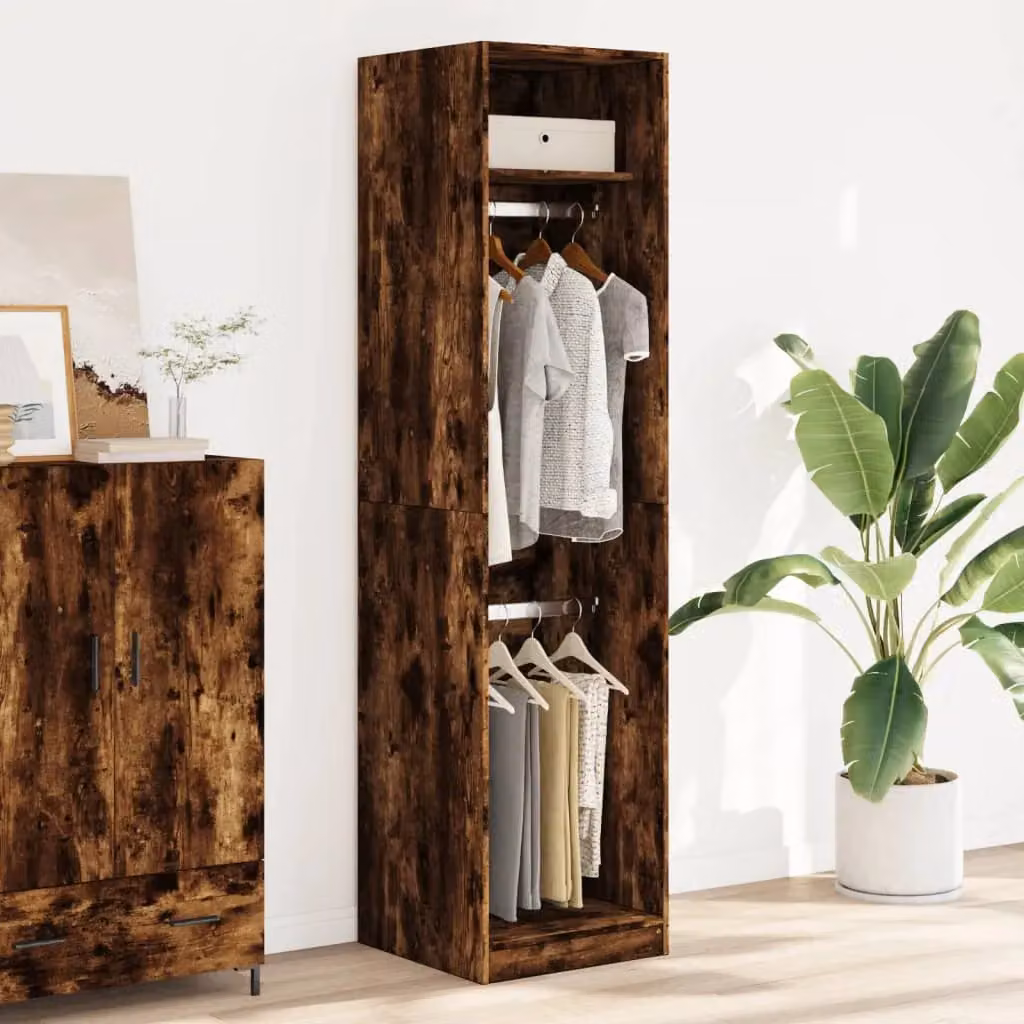 Berkfield Home Smoked Oak Wardrobe in Brown, W/D/H: 50 x 50 x 200 cm – 3