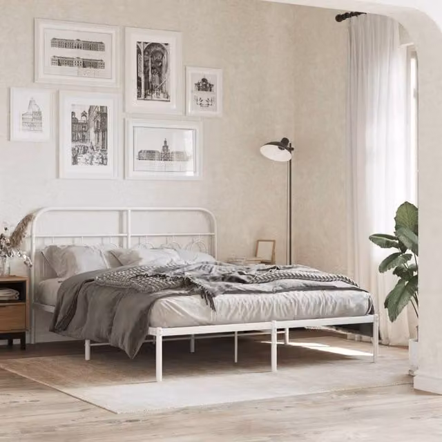 Berkfield Home Metal Headboard in White – 1