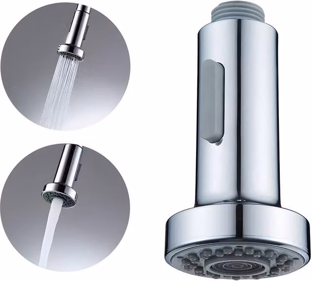 Heable Silver Chrome Dual-Spray Universal 1/2-Inch Kitchen Tap Replacement Head