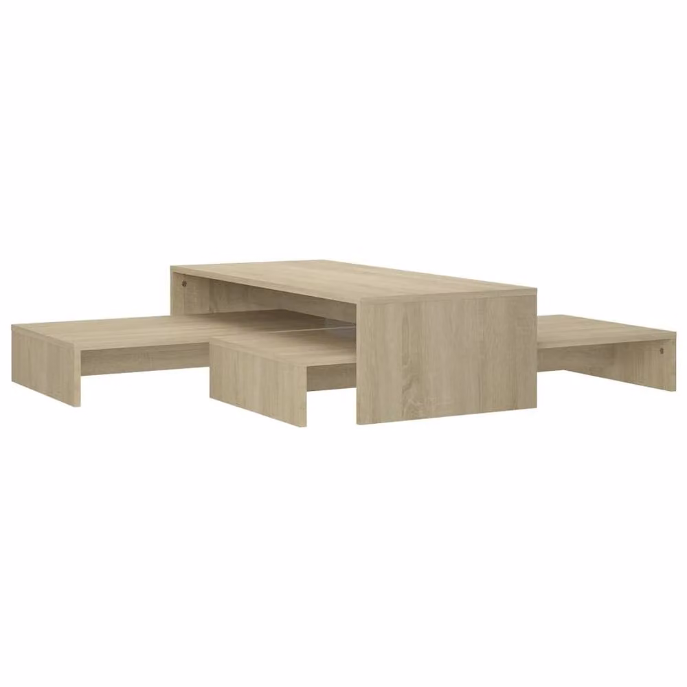 Berkfield Home Sonoma Oak Nesting Coffee Table Set in Light Brown, W/D/H: 100 x 100 x 26.5 cm – 3