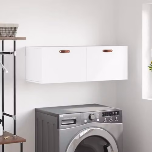 vidaXL Modern White Wall Cabinet with Hinged Doors and Internal Shelves W/D/H: 100 x 36.5 x 35 cm – 2