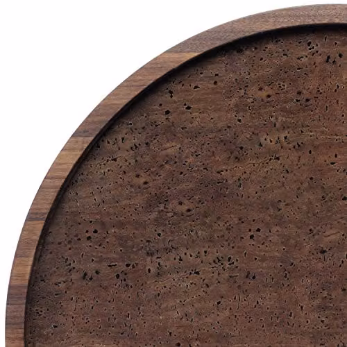 LSA International City Serving Tray in Brown Walnut and Cork, Diameter: 40 cm – 2