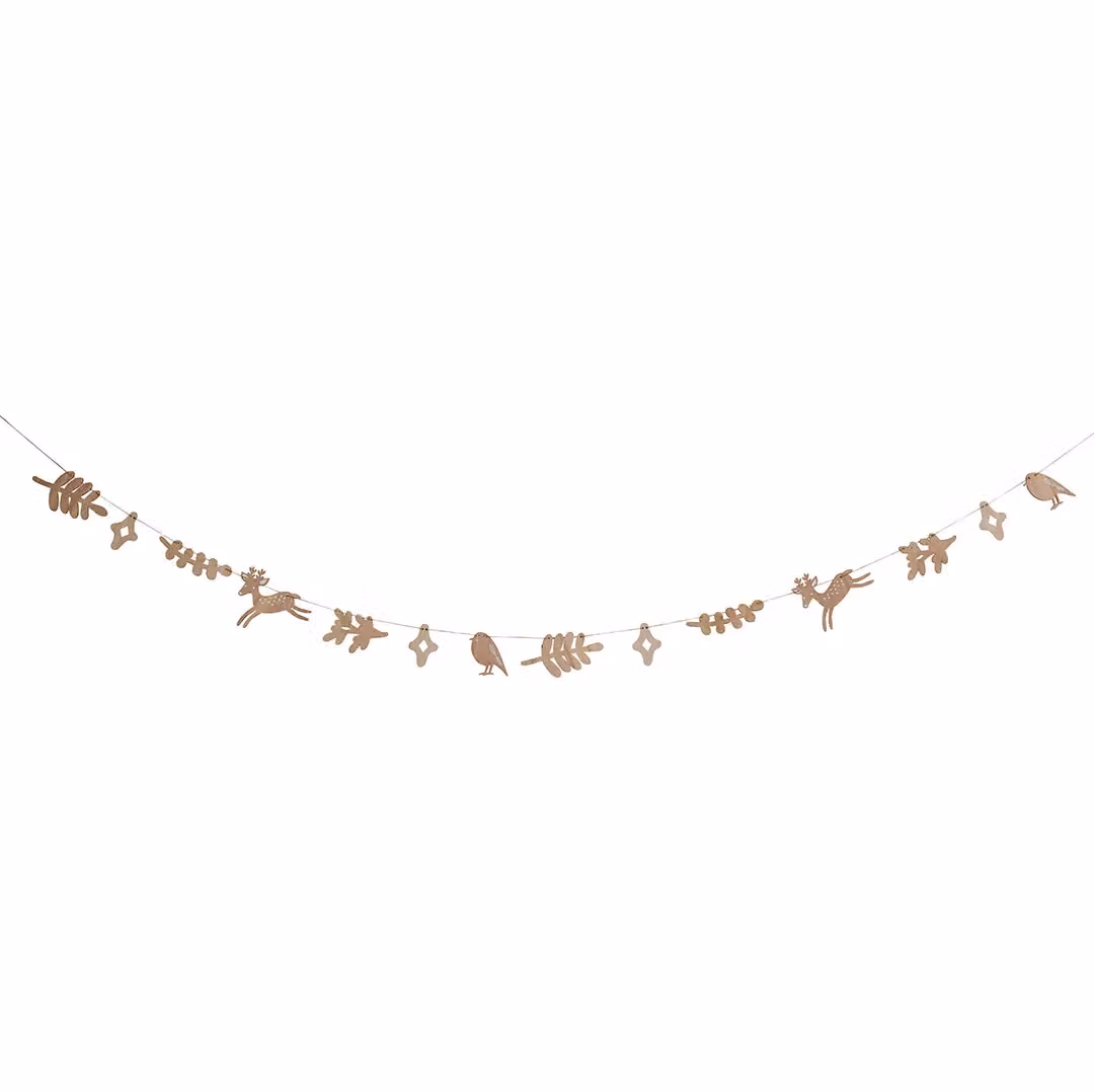 Club Green Multicolour Christmas Animal Wooden Party Garland, 2.5m – 2
