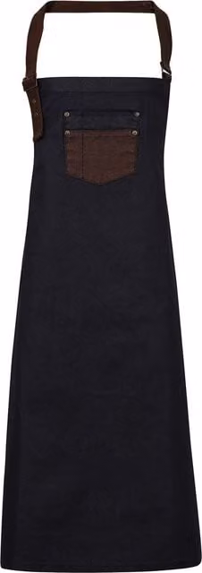 Premier Division Indigo Blue Waxed Look Faux Leather Denim Bib Apron – 1