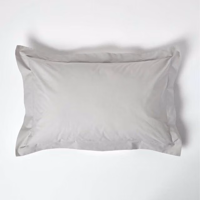 Homescapes Silver Grey Egyptian Cotton Oxford Pillowcase, 200 Thread Count Percale