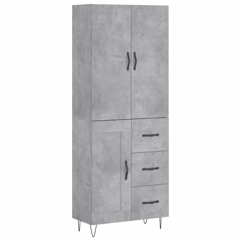 Berkfield Home Industrial Highboard in Concrete Grey, W/D/H: 69.5 x 34 x 180 cm – 3