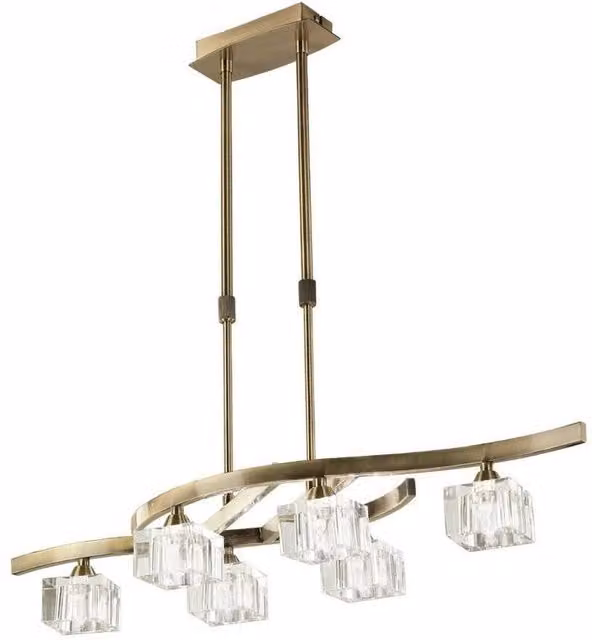 Netlighting Cuadrax Telescopic Semi Flush 6 Light G9 Ceiling Light in Antique Brass and Bronze