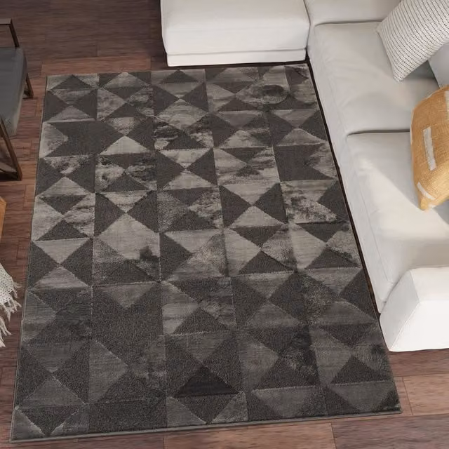 Desire Rugs Hamilton Modern Mosaic Geometric Triangle Design Area Rug in Grey, W: 170 cm x D: 120 cm x H: 1.3 cm