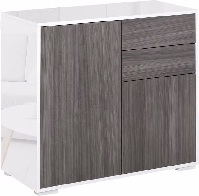 HOMCOM Modern Sideboard with 2 Drawers and 2 Doors in Light Grey and White