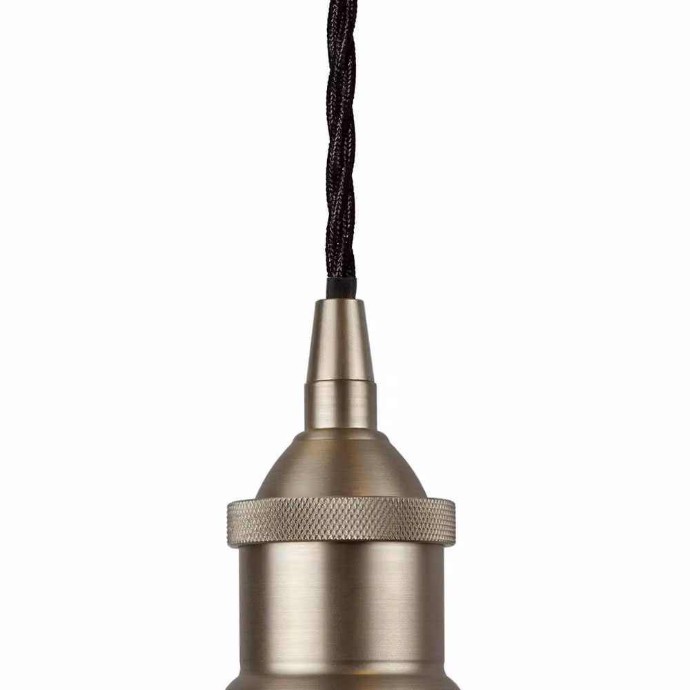 SE Home Lincoln Pendant Light in French Grey with Brushed Chrome and Black Twisted Details – 1