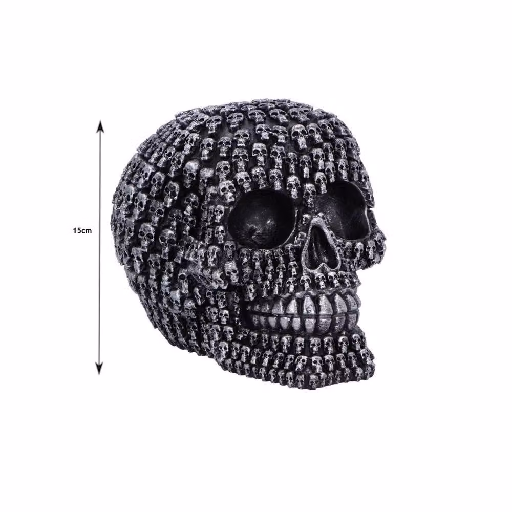 Nemesis Now Crania Gothic Resin Skull Ornament in Black and Silver, Height: 15 cm – 2