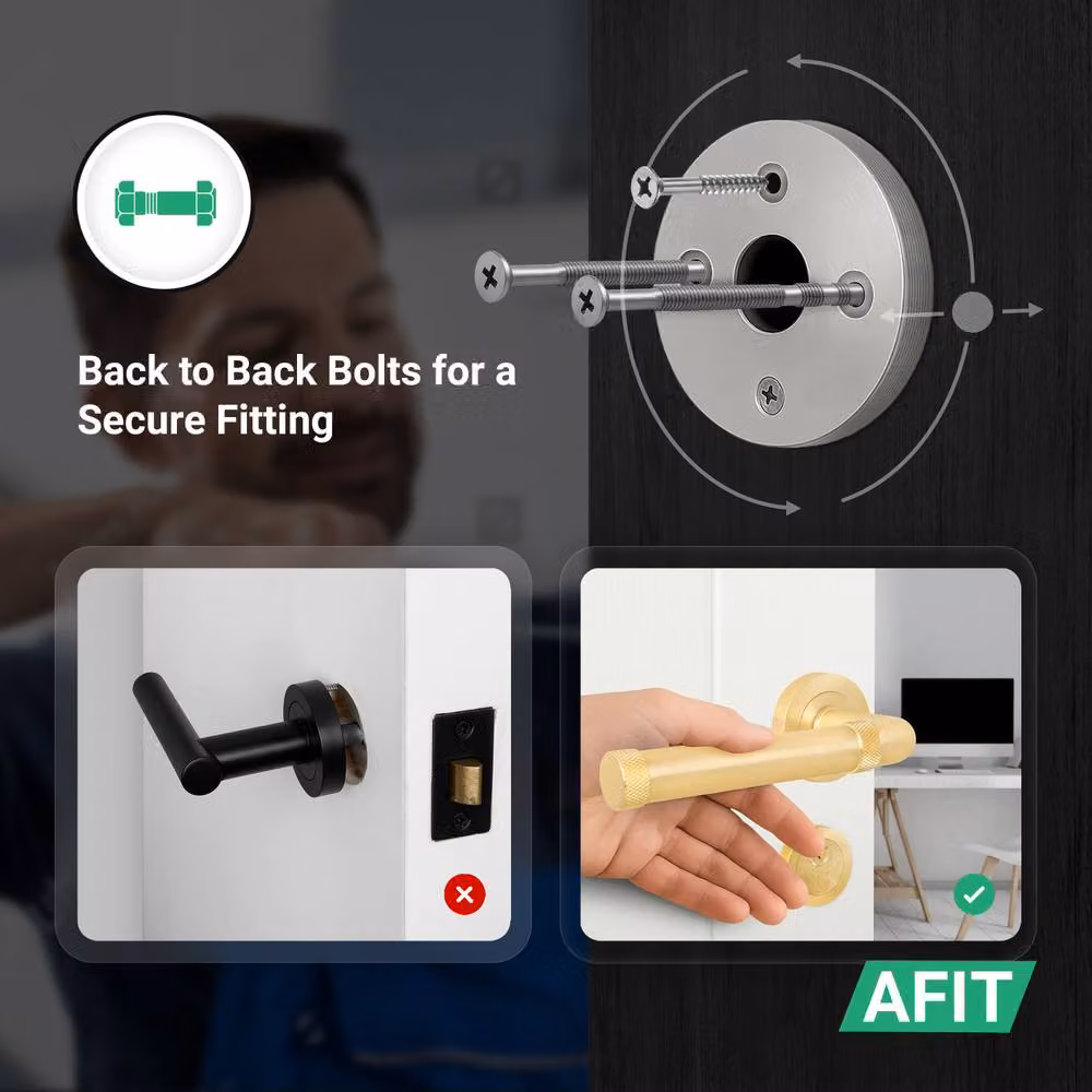 AFIT Gold Brass Fire Door Handle with Euro Lock Thumbturn Cylinder Set and Hinges, 150 x 150 mm – 3