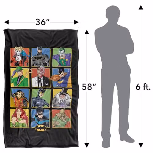 Warner Bros. Batman Character Squares Silky Touch Super Soft Fleece Throw Blanket, Multicolour, W: 91.44 cm x D: 147 cm – 4