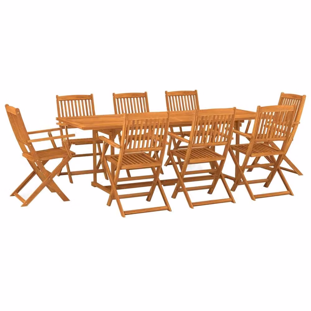 Berkfield Home 9 Piece Garden Dining Set in Brown Oiled Solid Acacia Wood – 2