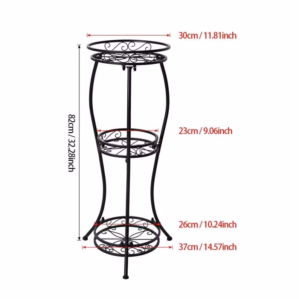 KORVIXA 3 Tier Black Metal Plant Pot Display Stand for Indoor and Outdoor Use – 2