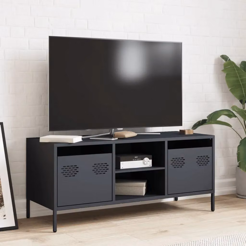 Berkfield Home Industrial TV Cabinet in Anthracite, W/D/H: 101.5 x 39 x 43.5 cm – 3