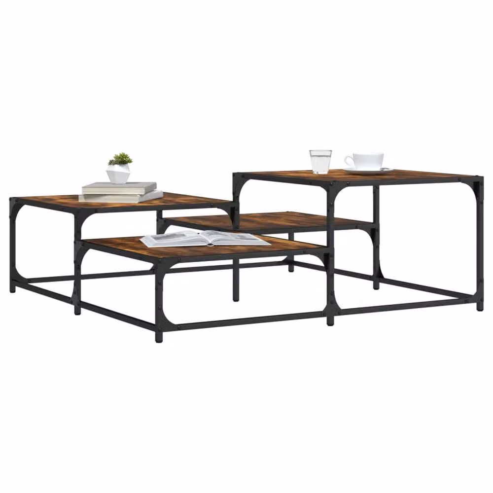 Berkfield Home Smoked Oak Coffee Table in Brown, W/D/H: 107 x 107 x 40 cm – 2