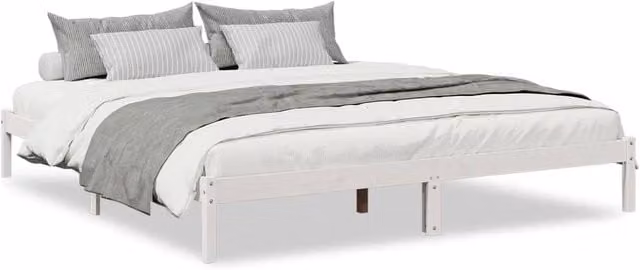 Berkfield Home Extra Long Solid Wood Pine Bed Frame, White, W: 180 cm, L: 220 cm