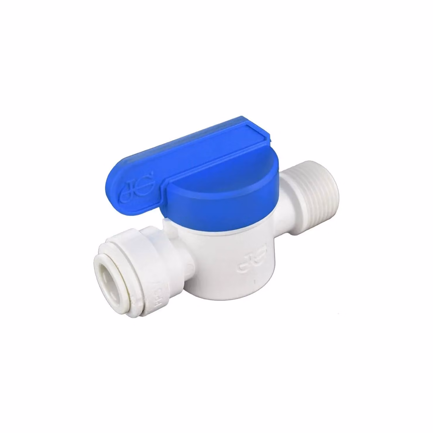 John Guest White Matt Plastic Shut Off Valve with 3/8 inch Tube OD x 3/8 inch Male NPTF Connection – 2