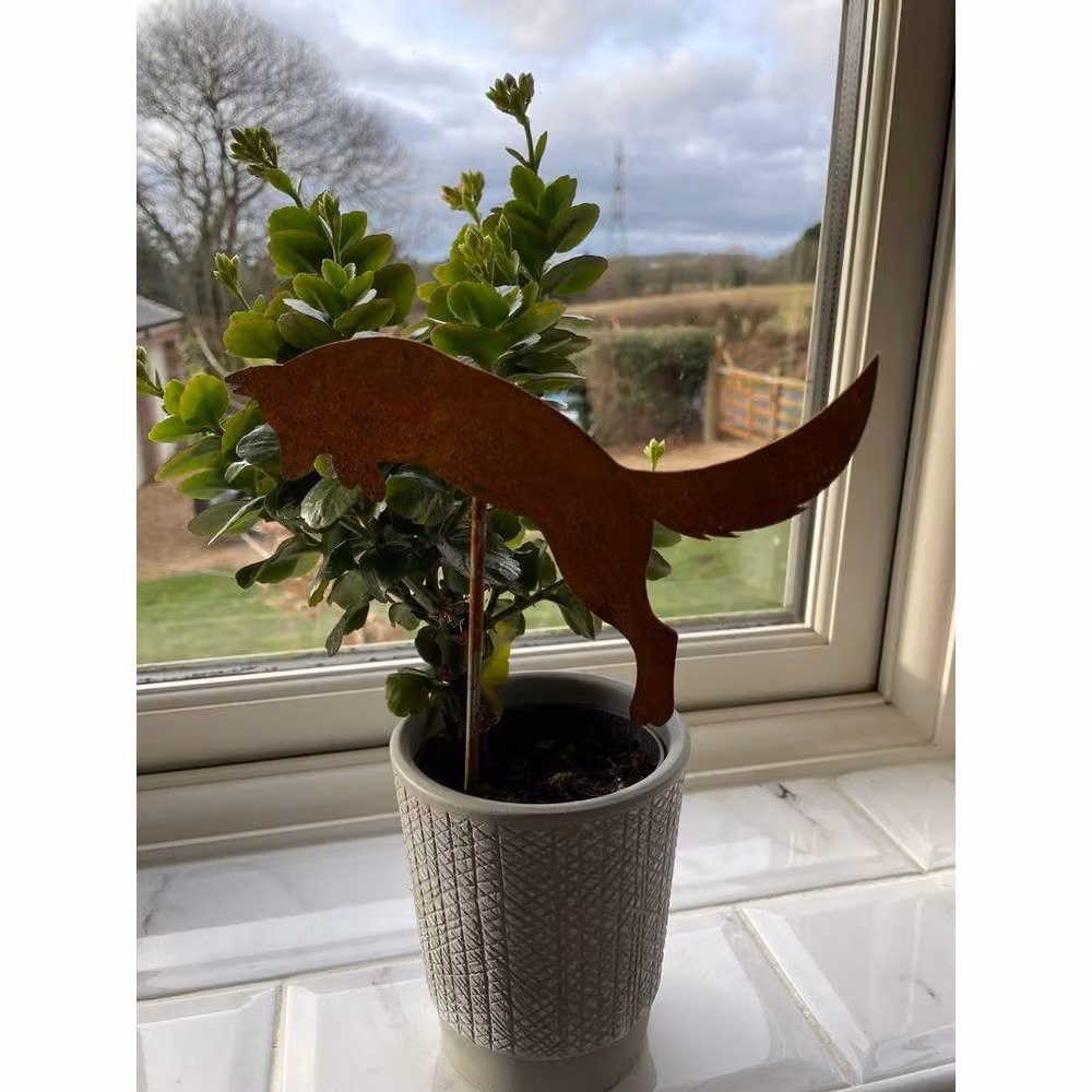Poppyforge Jumping Fox Metal Pot Stake Pack of 3, Brown, Height: 25 cm – 2