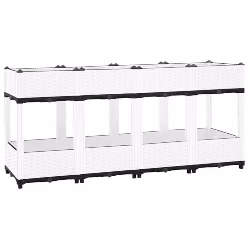 vidaXL White Plastic Raised Bed W/D/H: 160 x 40 x 71 cm