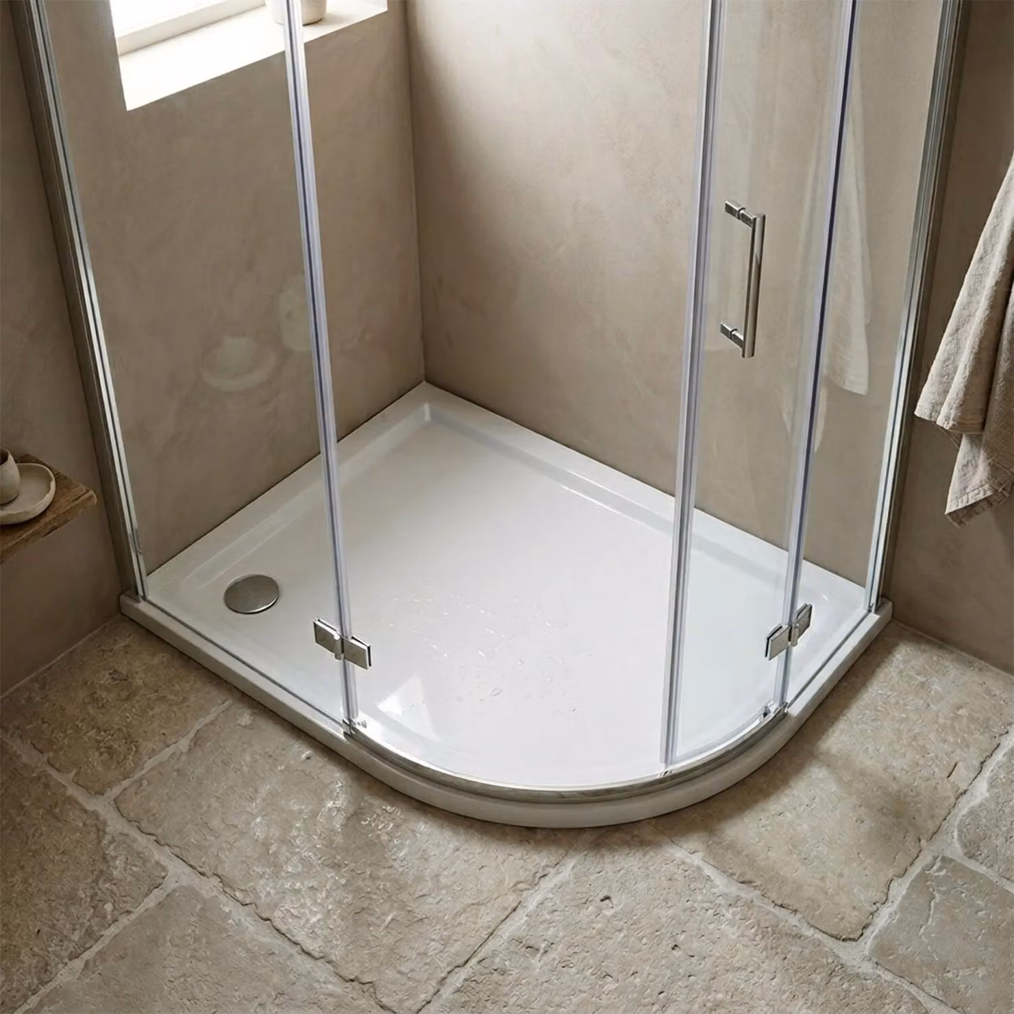 Balterley Premium Right Hand Offset Quadrant Corner Shower Tray in White W/D: 100 x 80 cm – 3