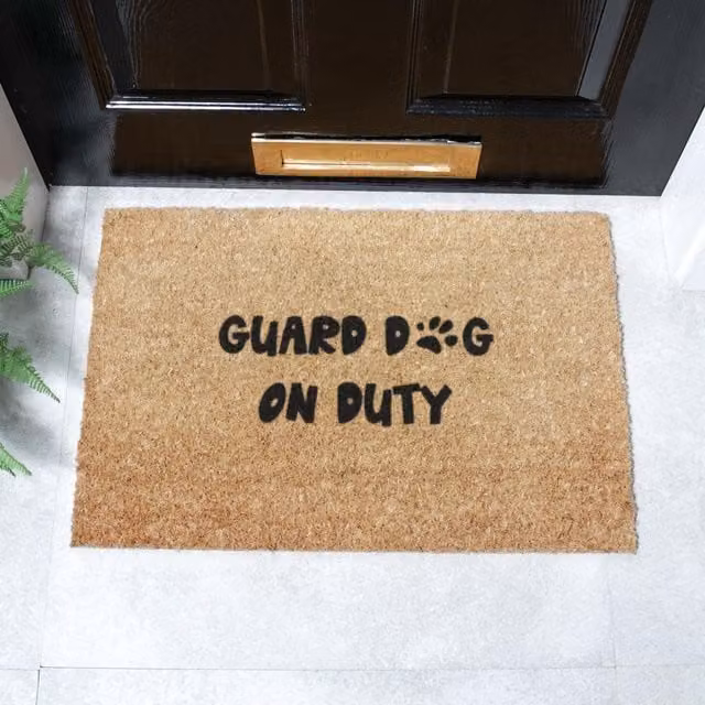 Artsy Mats Guard Dog On Duty Coir Doormat, Brown, W: 60 cm, D: 40 cm – 1