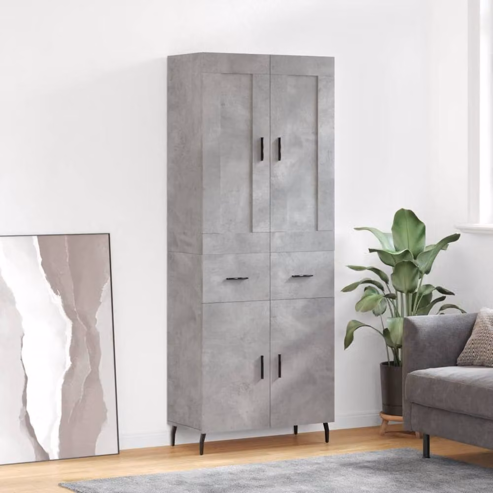Berkfield Home Highboard in Concrete Grey, W/D/H: 69.5 x 34 x 180 cm – 2