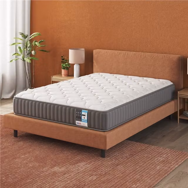 Yaheetech Hybrid Memory Foam and Innerspring Mattress with Temperature Regulation, Grey and White, W/D/H: 140 x 200 cm