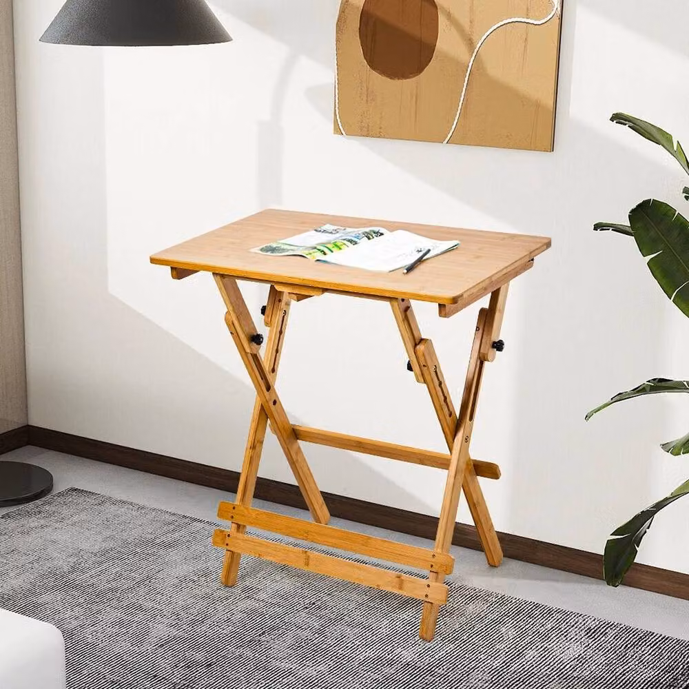 KORVIXA Adjustable Height Wooden Writing Desk in Beige, W: 100 cm, H: 52-74 cm – 3