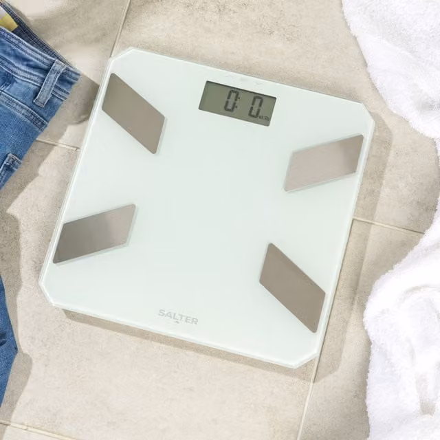 Salter White Glass LCD Digital Personal Analyser Scale with App Control