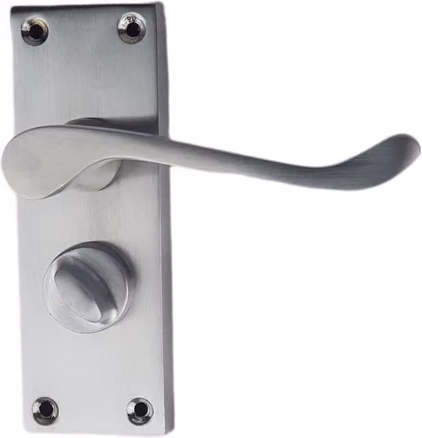 Golden Grace Brushed Chrome Lever Latch Privacy Door Handle in Silver