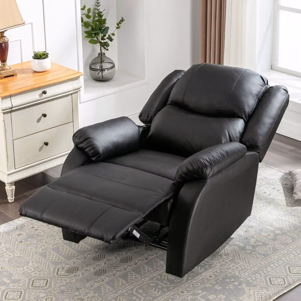 Matteo Fascinate N605 Black PU Leather Recliner Chair with Side Pocket – 3