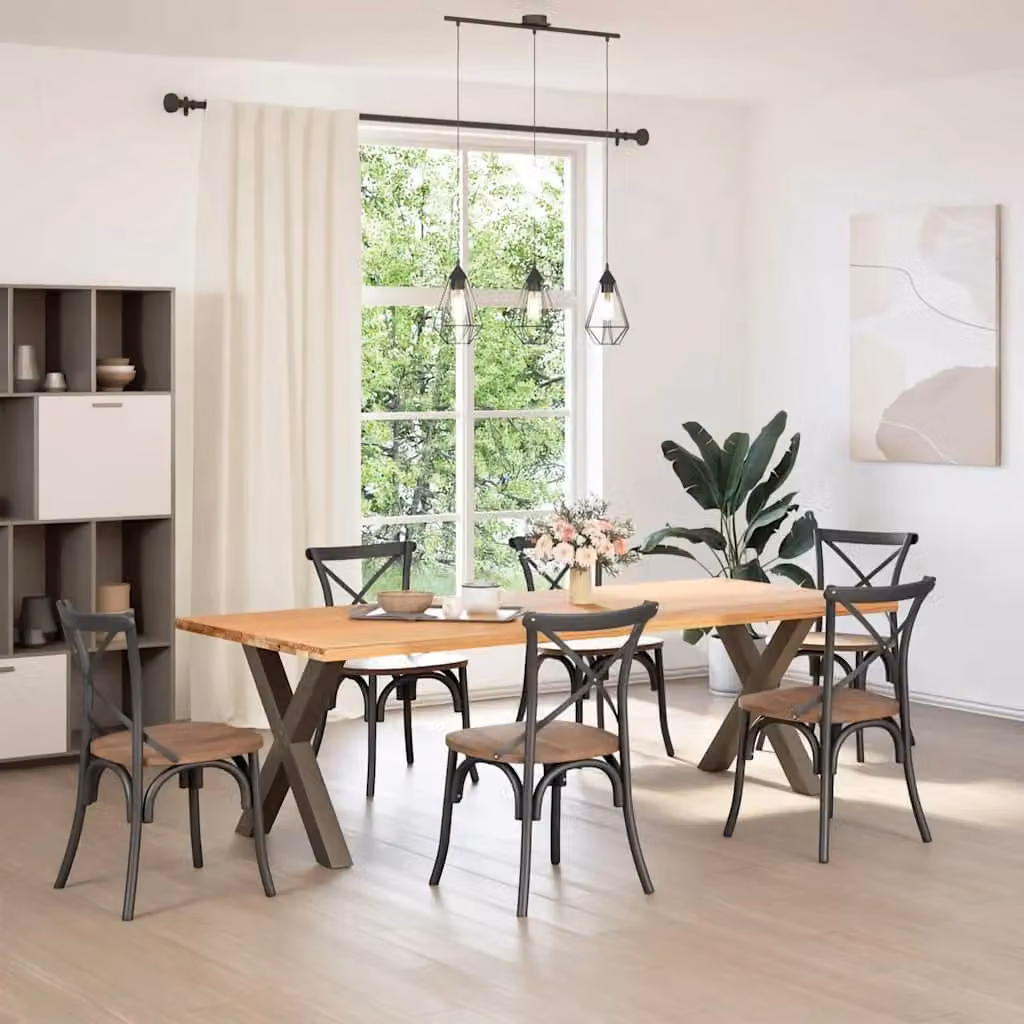 Berkfield Home X-Shaped Dining Table Legs, 2 Pieces, Brown Steel, H: 72.5 cm x W: 80 cm – 2